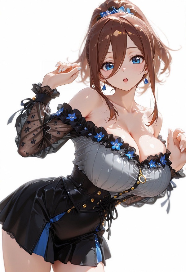 Miku Nakano cầm headphone tạo dáng đáng yêu