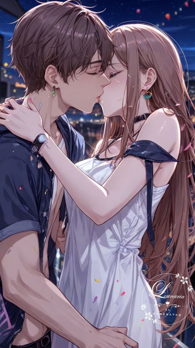 Hai người ôm nhau dưới trời tuyết rơi