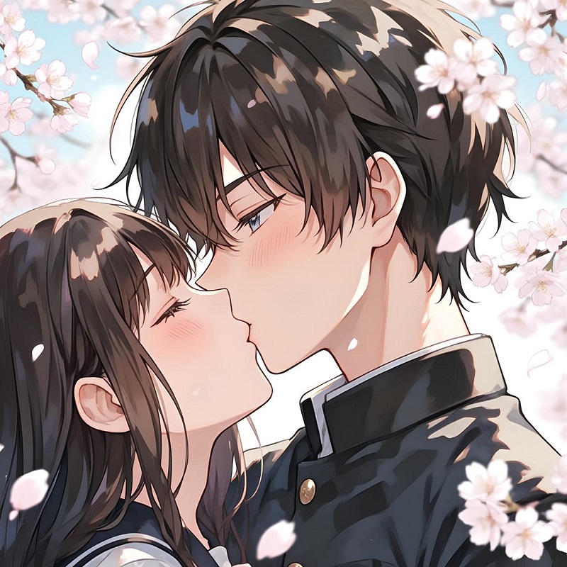 Cặp đôi ôm nhau giữa trời tuyết rơi.