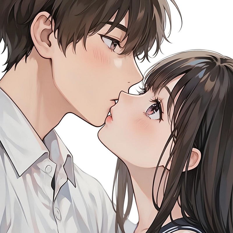 Hai người trao nụ hôn dưới ánh đèn vàng mềm mại.