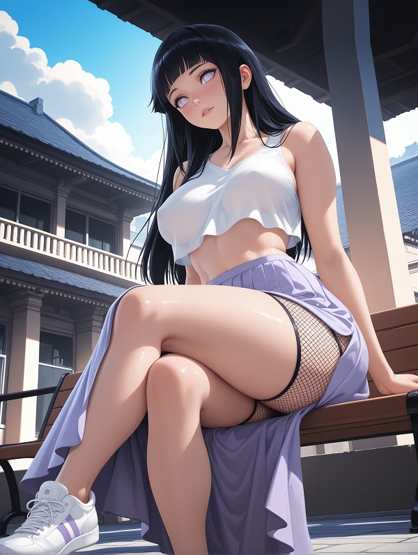  Bộ ảnh Hinata trong tư thế ngồi duyên dáng.