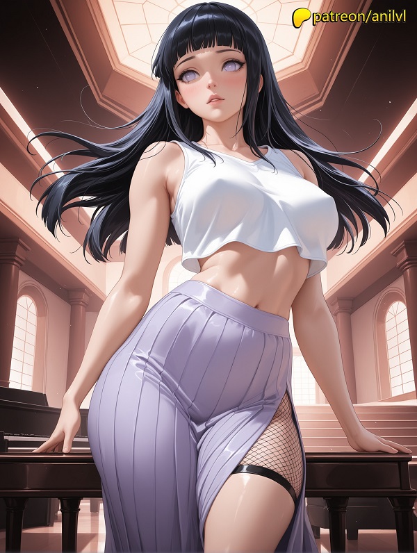 Ảnh chụp Hinata cosplay với tông màu vàng ấm.