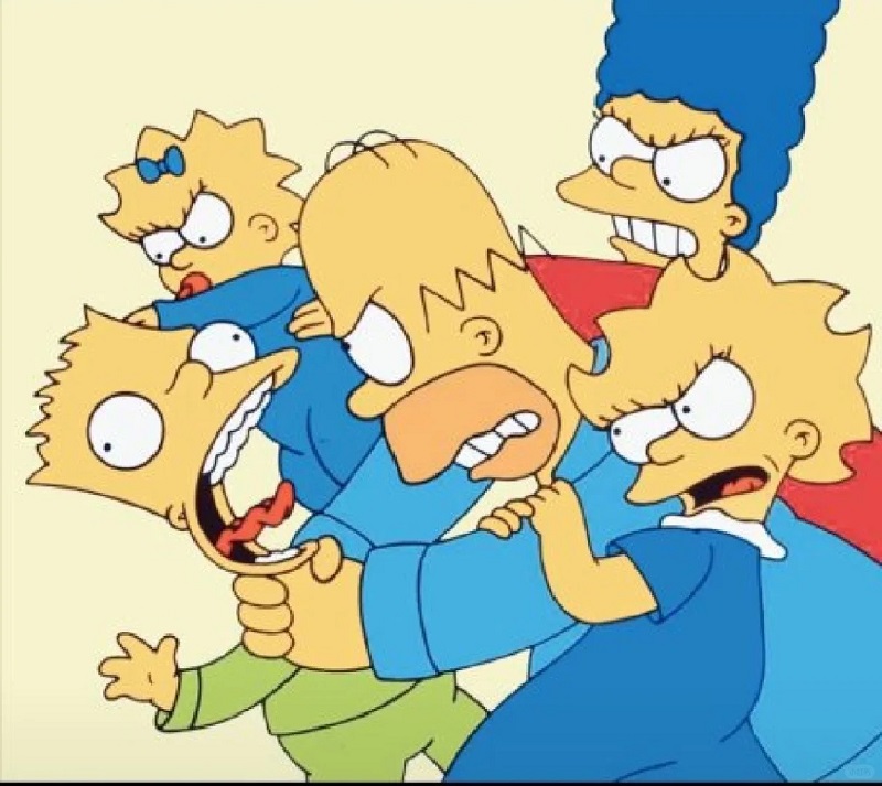Gia đình Simpsons bóp cổ con theo phong cách kinh điển và hài hước.
