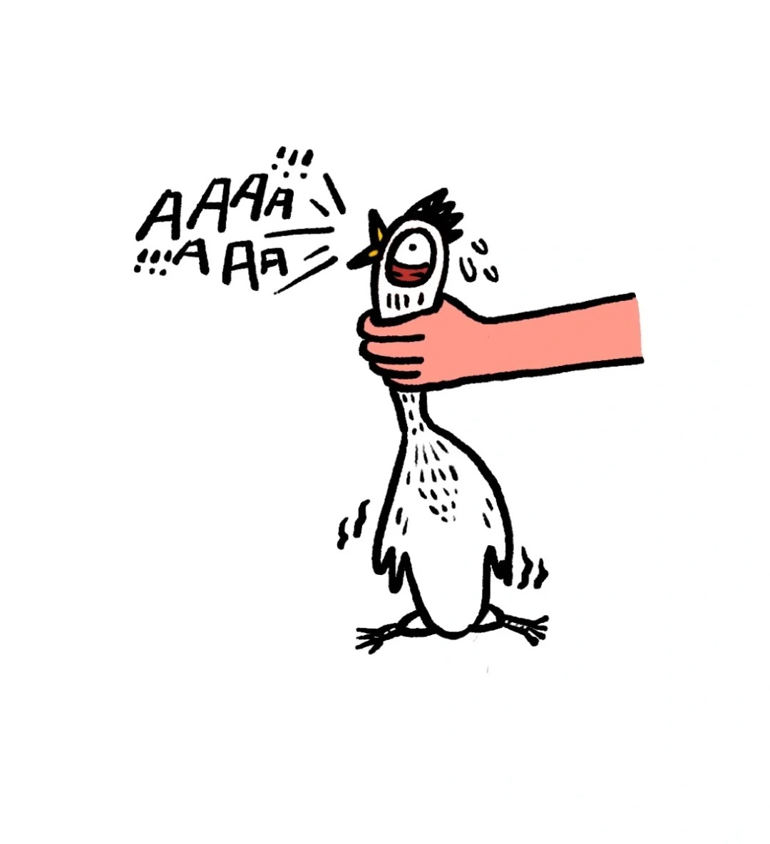 Nhân vật vẽ bị bóp cổ, phản ứng kiểu “ủa chuyện gì vậy trời?”.