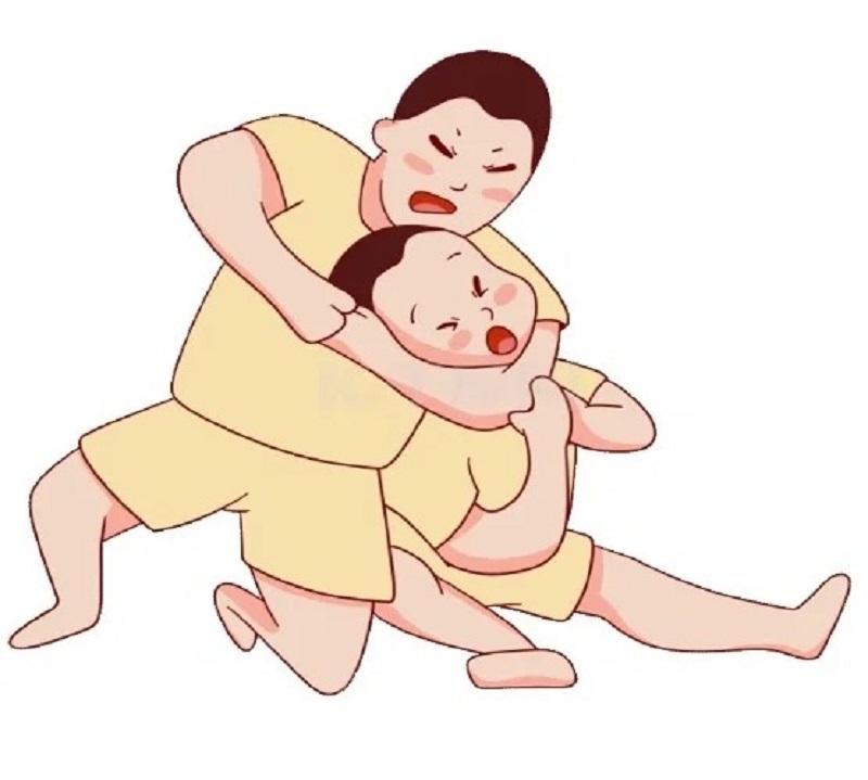 Hình minh họa bóp cổ cực lố, gây cười ngay lập tức.