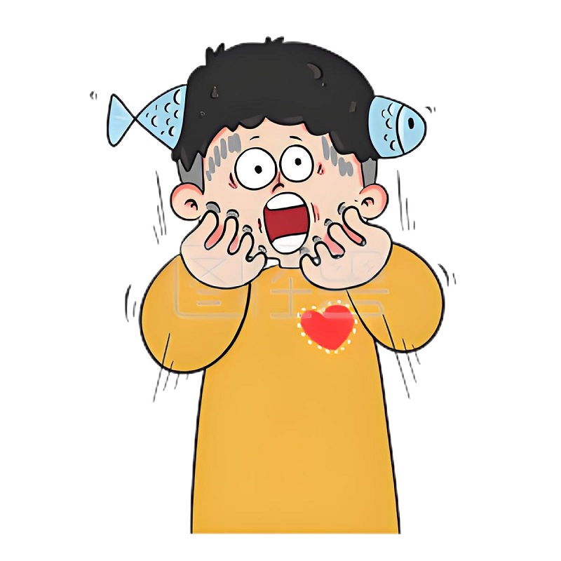 Nhân vật đội mũ co rúm người lại, mặt đầy hoang mang.