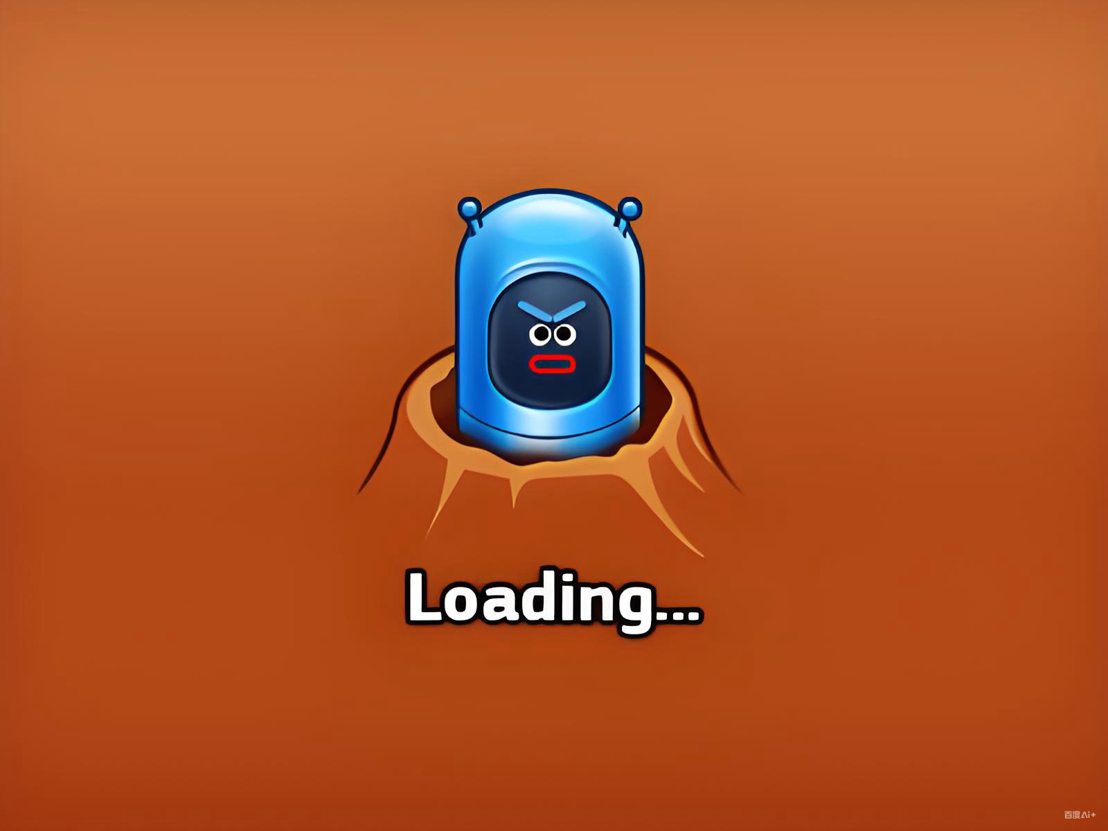 Meme loading Nhân vật cam nhỏ đứng giữa khung hình với chữ loading sáng.
