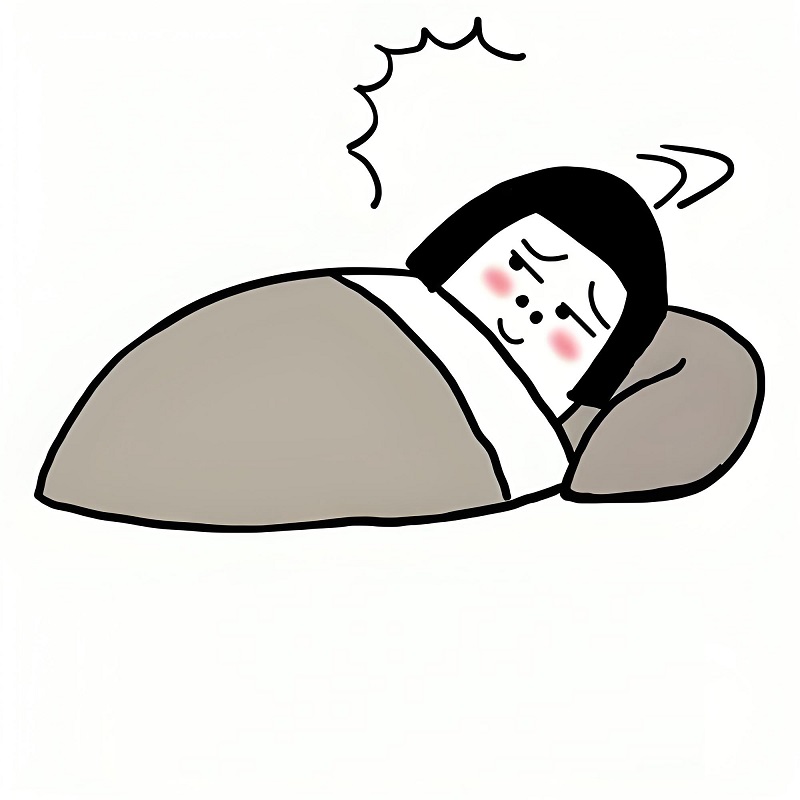 Cô gái nằm nghiêng mệt mỏi vì ngủ không sâu giấc.