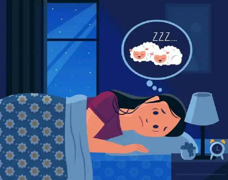 Nhân vật nằm giường với đầu óc ồn ào khiến mất ngủ.
