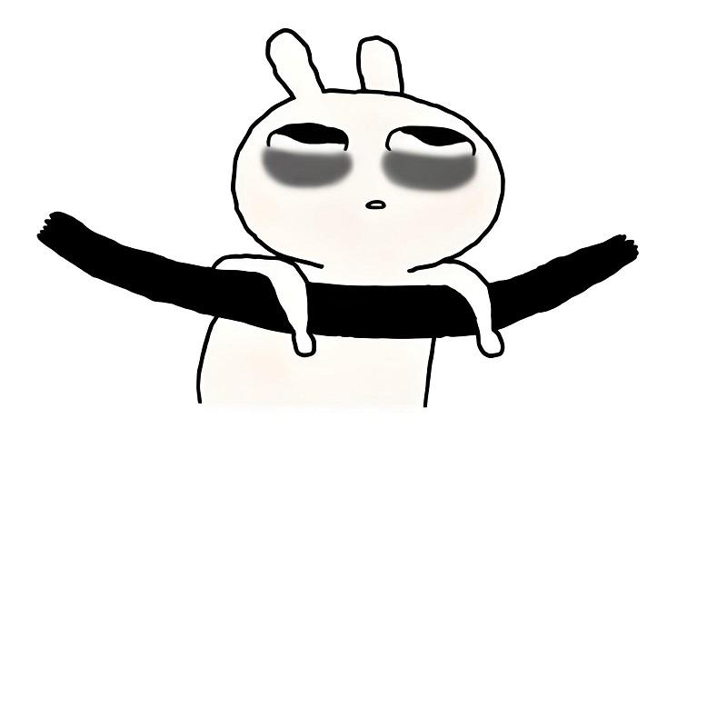 Chú thỏ dang tay tuyệt vọng vì cả đêm không chợp mắt.