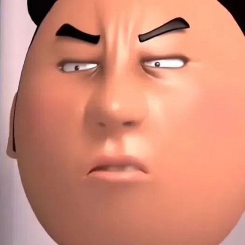 Chàng trai 3D cau mày nhìn với ánh mắt không tin nổi.