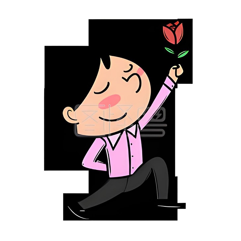 Nhân vật mặc vest hồng giơ hoa, thần thái kiểu “hoa cho em, tim cho anh”.