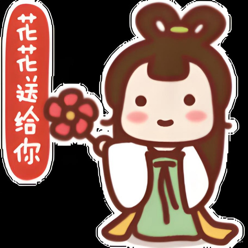 Mèo hoạt hình tặng hoa, biểu cảm vừa đáng yêu vừa lầy.