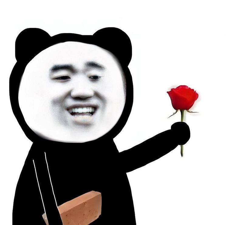 Meme gấu đen tặng hoa đỏ, kiểu “ai nói anh không lãng mạn?”