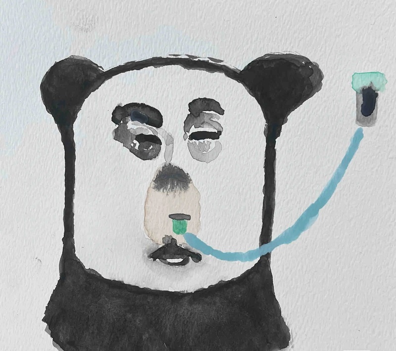 Mặt trắng biểu cảm lạnh lùng thở oxy, kiểu “tôi cần thở để chịu được drama này”.