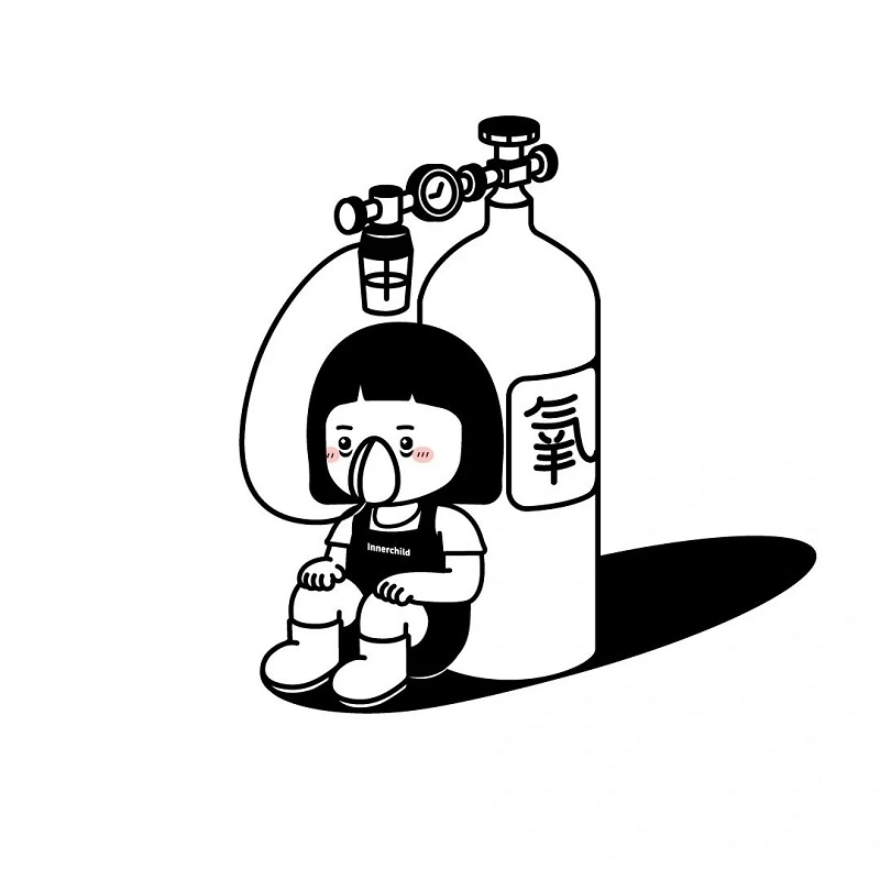 Nhân vật đơn giản đang bơm oxy, nhìn ngu ngơ mà buồn cười.