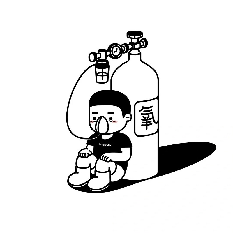 Cặp đôi meme đeo bình oxy, đúng chất “hai ta cùng kiệt sức vì cười”.