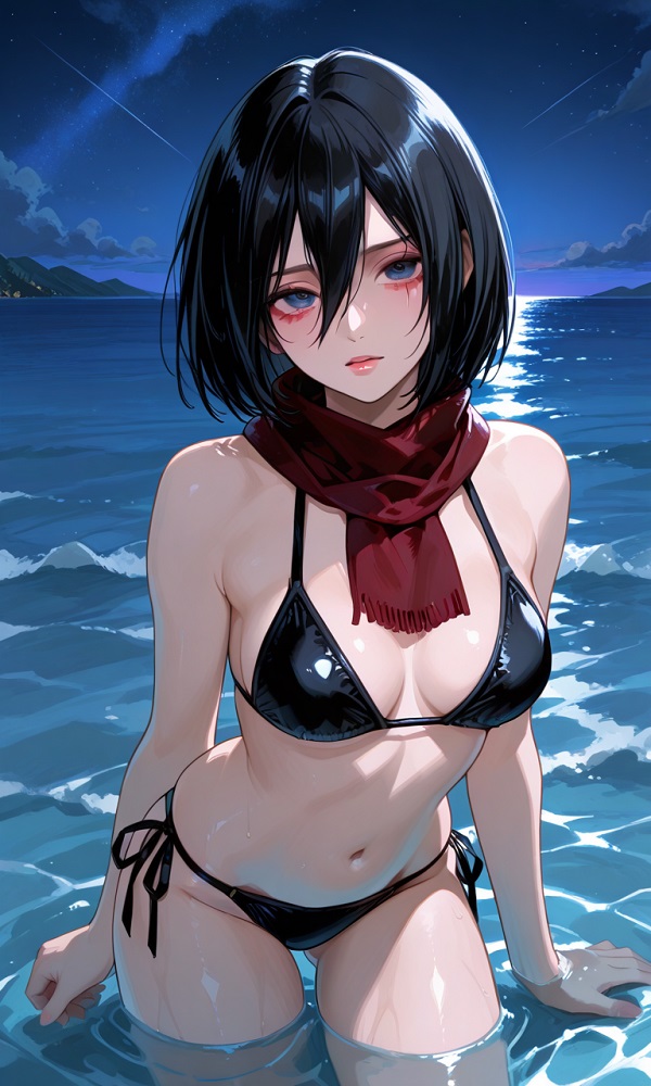 Mikasa trong khung cảnh tĩnh với ánh sáng dịu