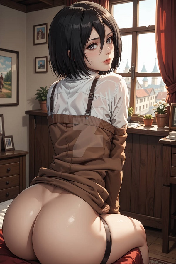 Mikasa với biểu cảm bí ẩn và quyến rũ