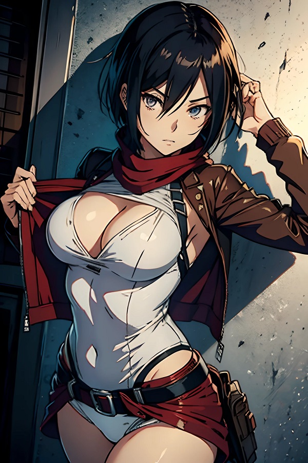 Góc chụp cận mặt Mikasa đầy thu hút