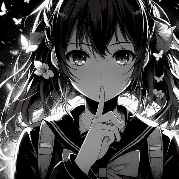 Sad girl anime tóc dài buộc hai bên, ánh mắt u sầu.