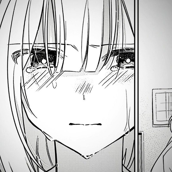 Sad girl anime nhìn qua khe cửa, gương mặt đẫm nước mắt.